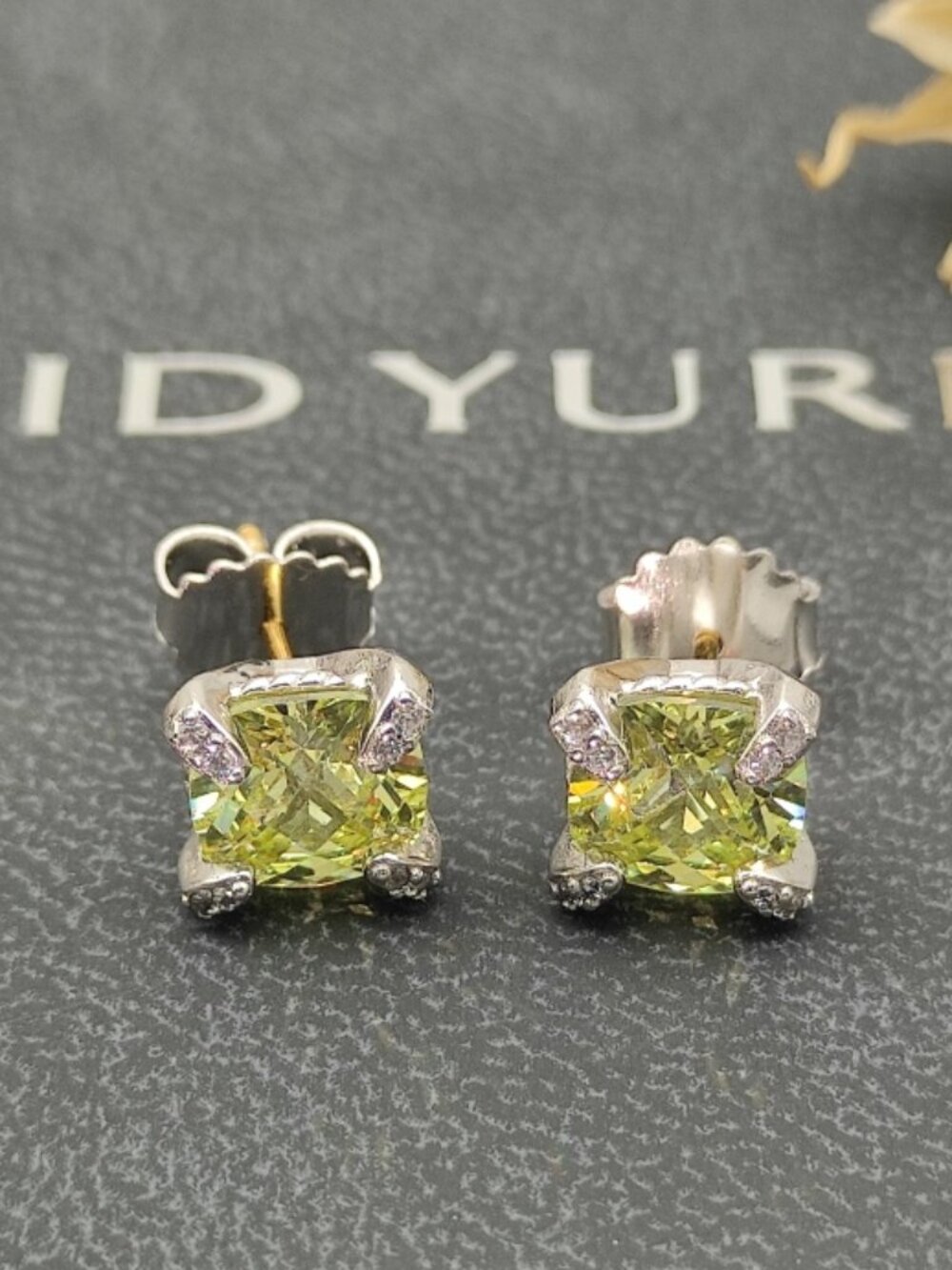 David Yurman 925 Silver Earrings with Original Pouch
